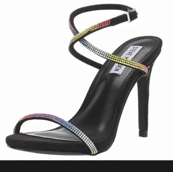 Steve Madden Festive Multi Rainbow Strappy Heels - Picture 1 of 11